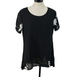 Cat Chinese‎ Black & Floral 1X Blouse